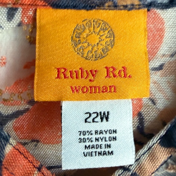 Ruby Rd Floral Sheer Button-Down Blouse - Picture 9 of 9